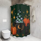 Witchy Folk Cauldron Halloween Shower Curtain