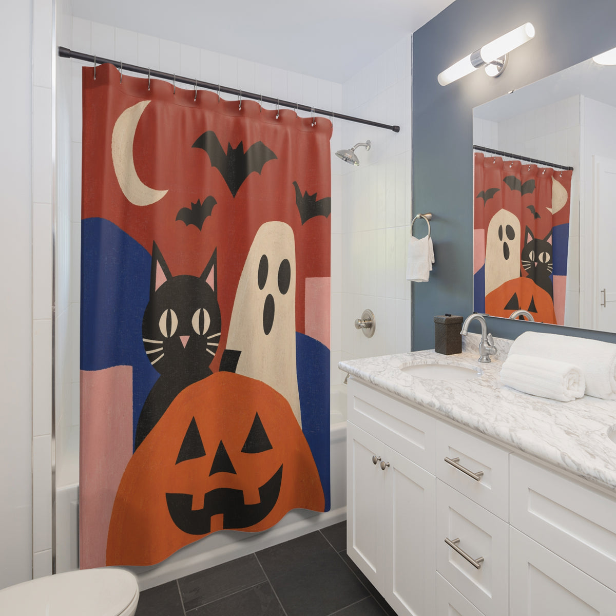 Geometric Halloween Shower Curtain