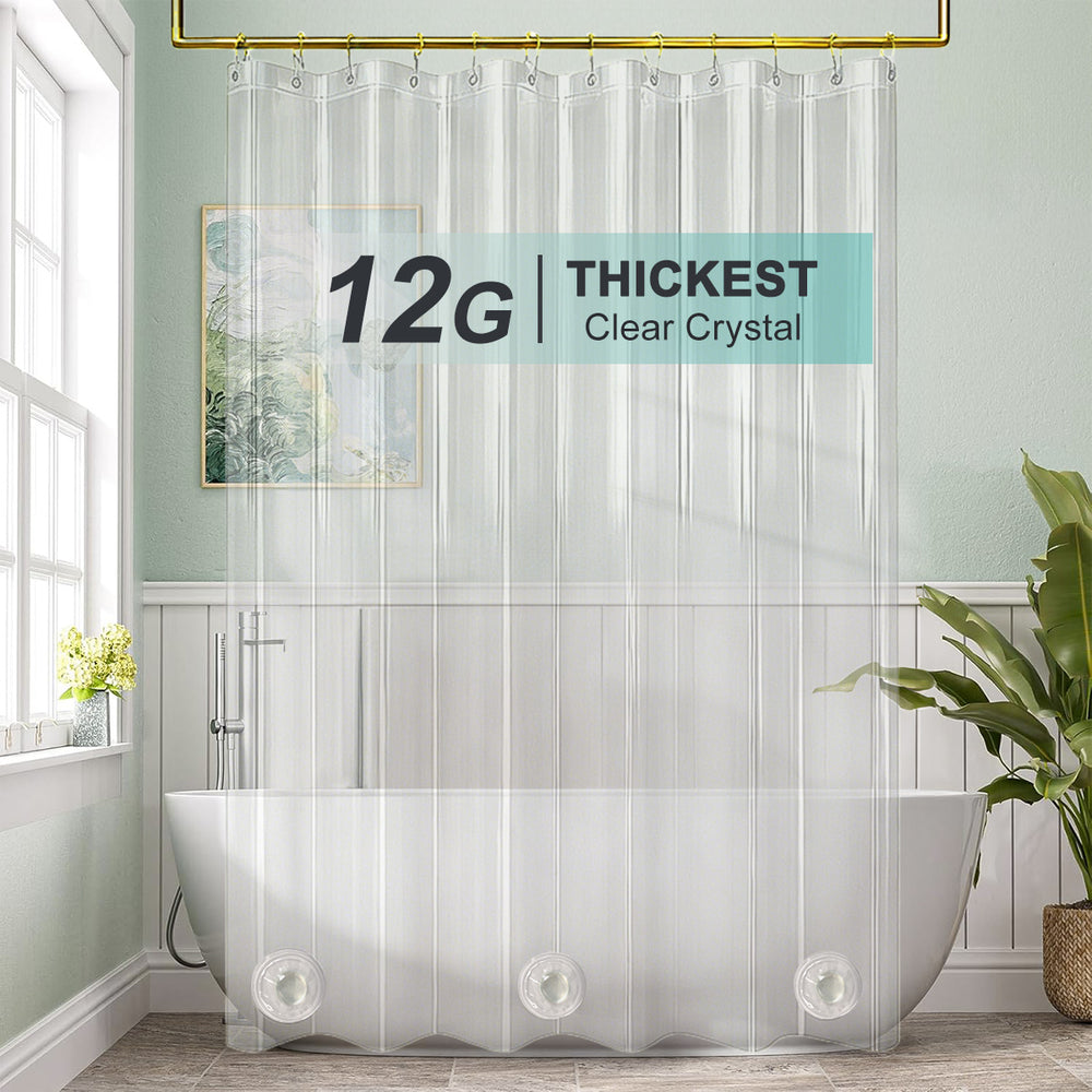AmazerBath 12G Thickest Shower Curtain Liner, Clear Crystal