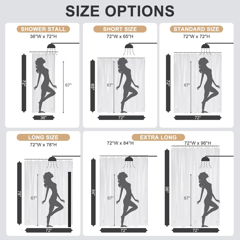 AmazerBath 12G Thickest Shower Curtain Liner, Clear Crystal