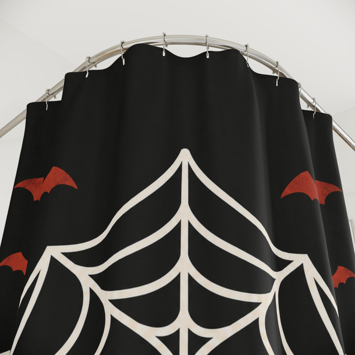 Spiderweb Pumpkin Halloween Shower Curtain