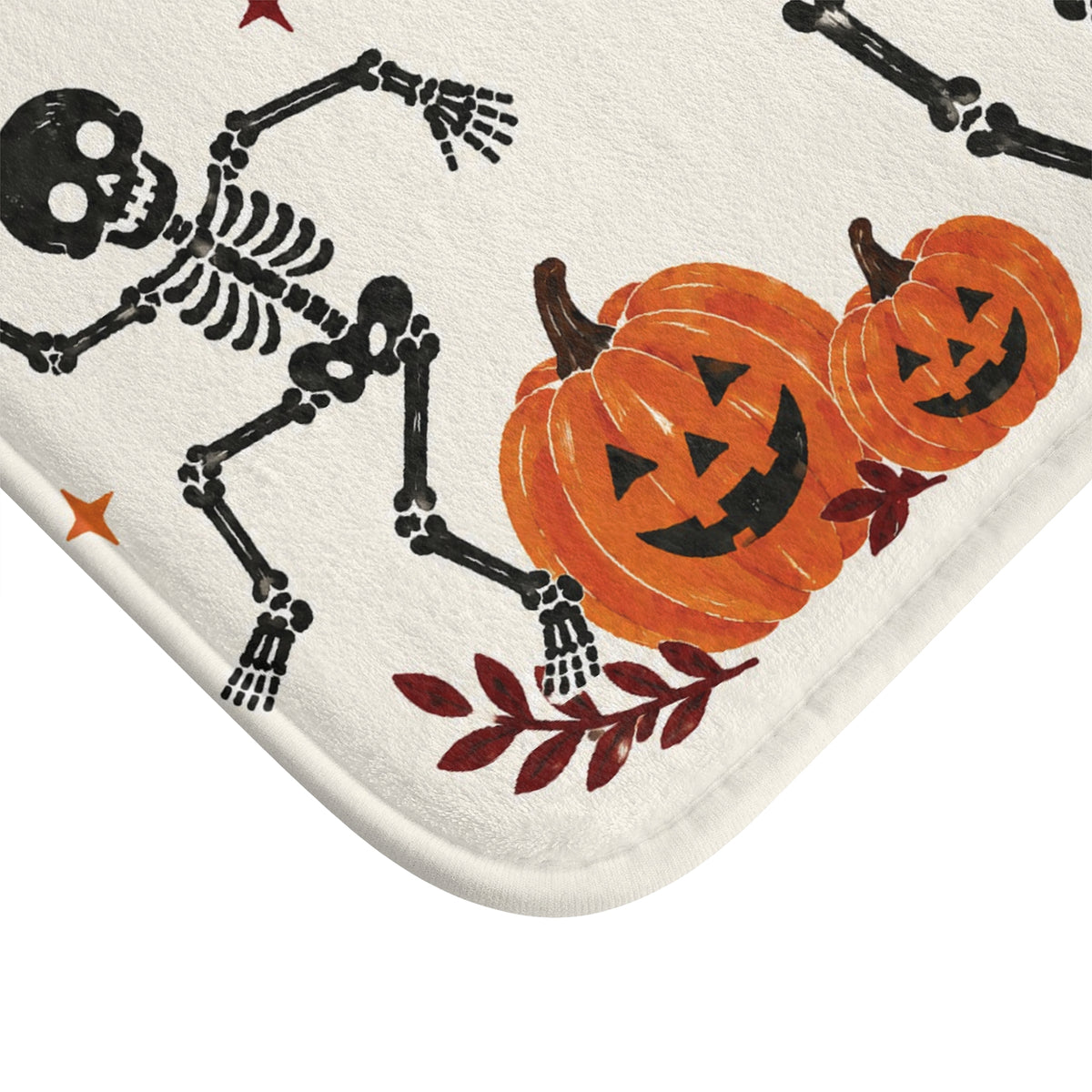 Dancing Skeleton Halloween Bath Mat – Playful Pumpkin Design