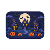 Haunted Village Halloween Bath Mat – Moonlit Pumpkin Scene