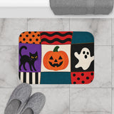 Halloween Patchwork Bath Mat – Ghosts, Cats & Skeletons