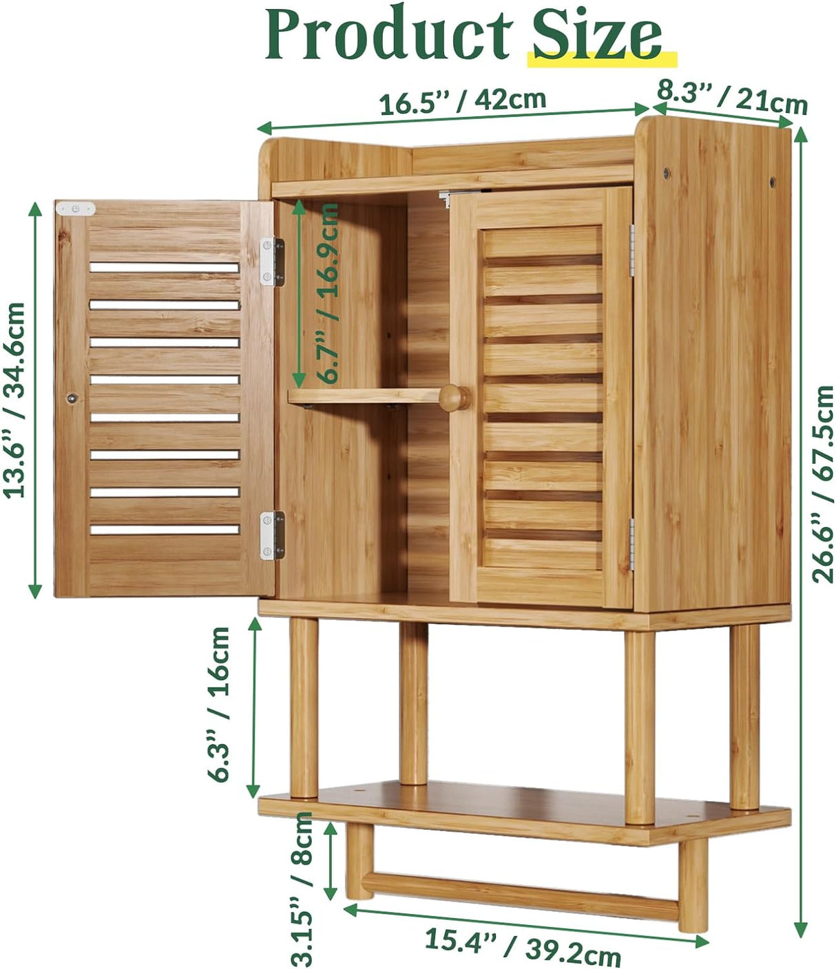 AmazerBath Bathroom Wall Cabinet, 2 Doors Wall Mounted Small Storage C