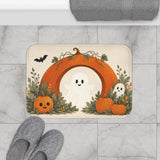 Ghost & Pumpkin Halloween Bath Mat – Autumn Arch Design