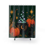 Witchy Folk Cauldron Halloween Shower Curtain