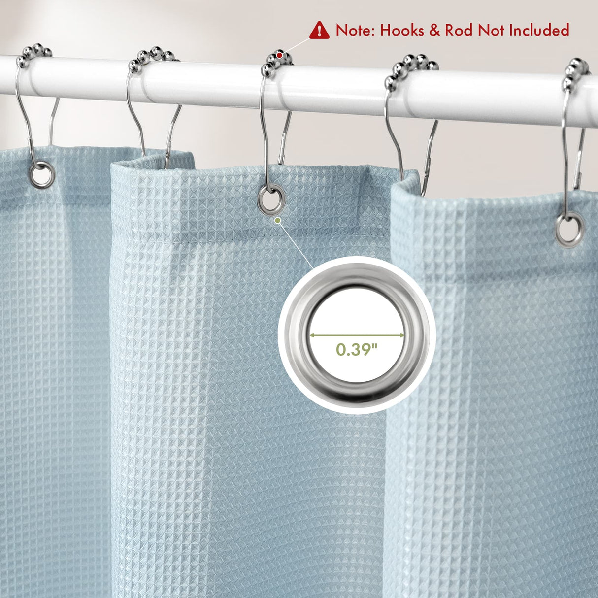 AmazerBath Waffle White Shower Curtain, 240G Spa Quality