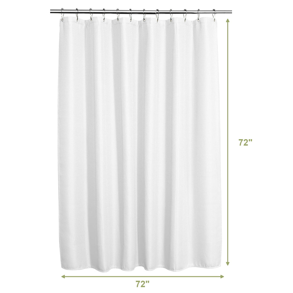AmazerBath Waffle White Shower Curtain, 240G Spa Quality