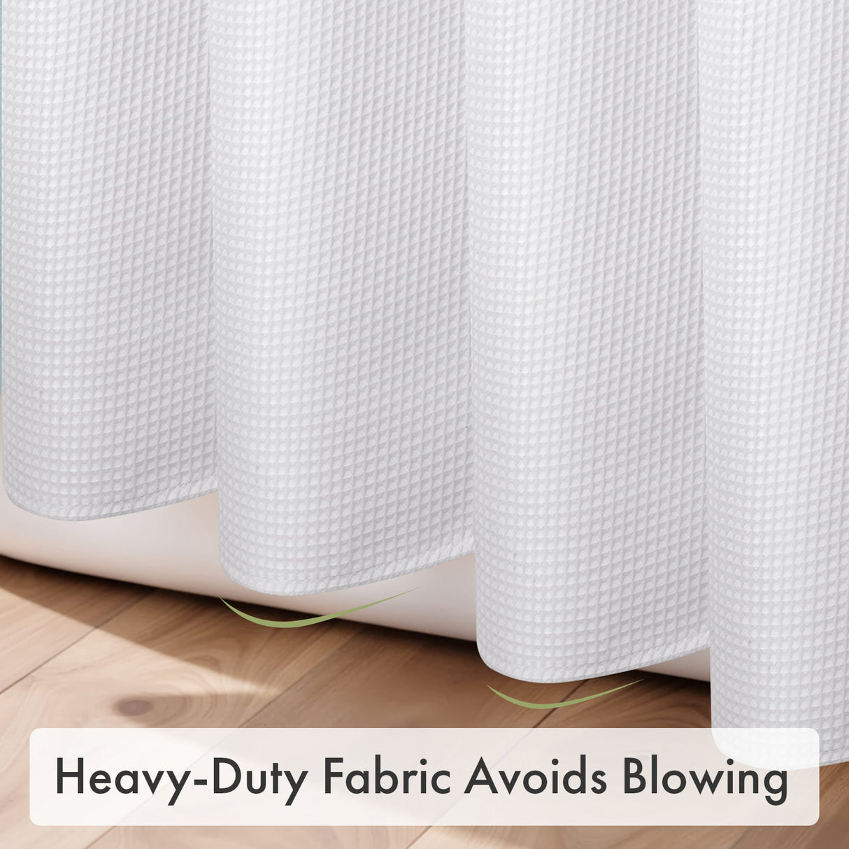 AmazerBath Waffle White Shower Curtain, 240G Spa Quality