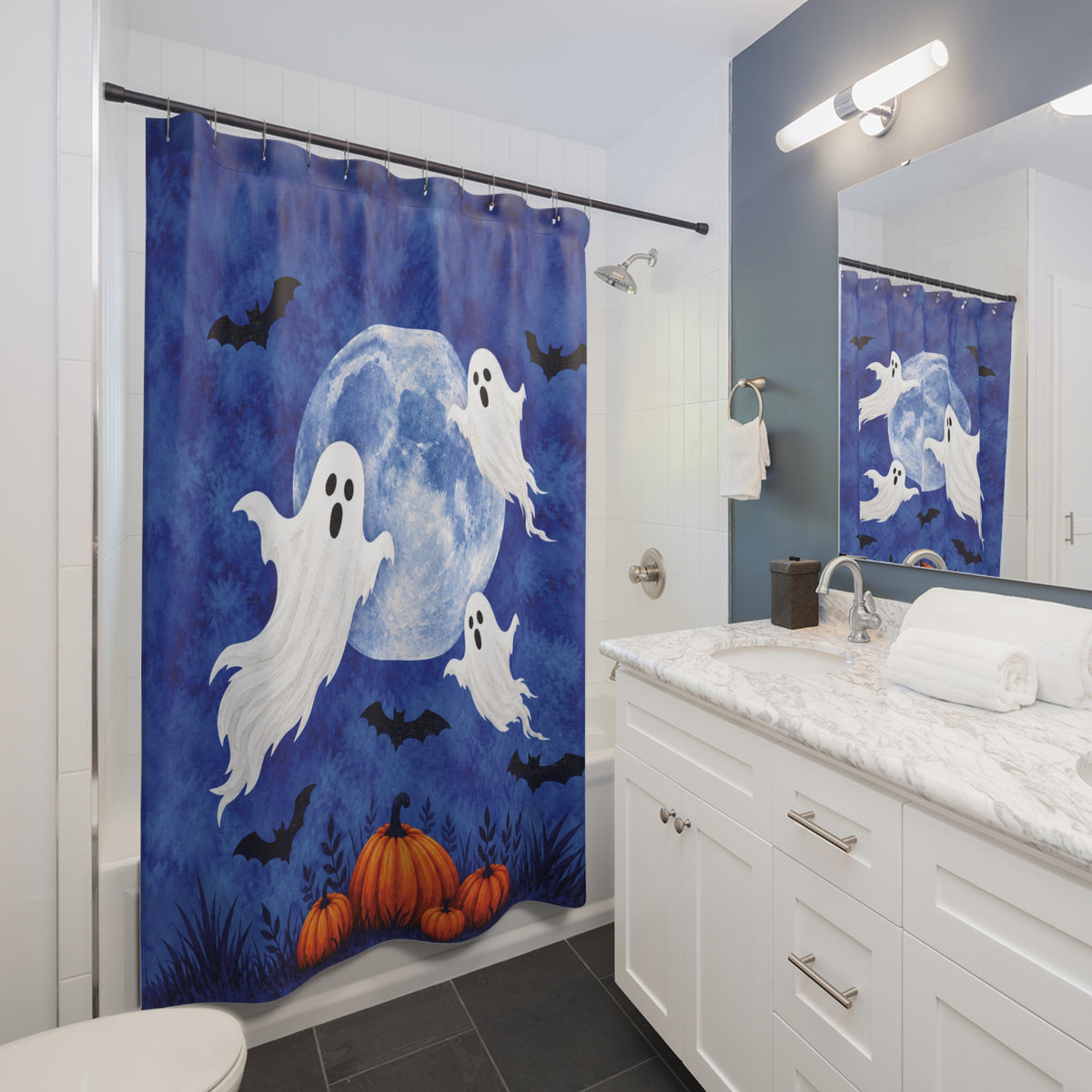 Moonlit Ghosts Halloween Shower Curtain