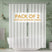 Pack of 2 clear shower liners with text overlay in a bathroom setting.