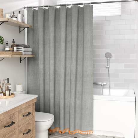 AmazerBath Farmhouse Shower Curtain for Neutral Country Bathroom, 72"x72"