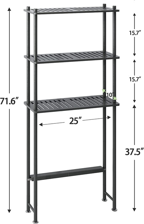3-Tier Over The Toilet Storage Shelf Black