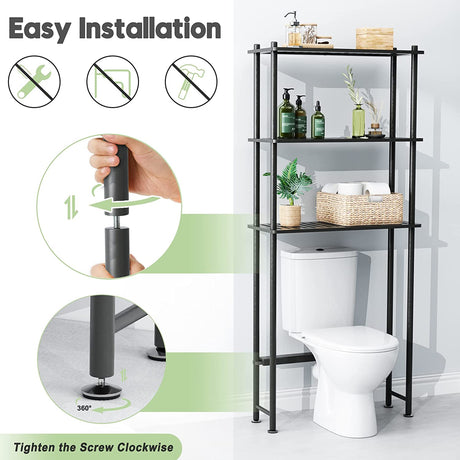 3-Tier Over The Toilet Storage Shelf Black