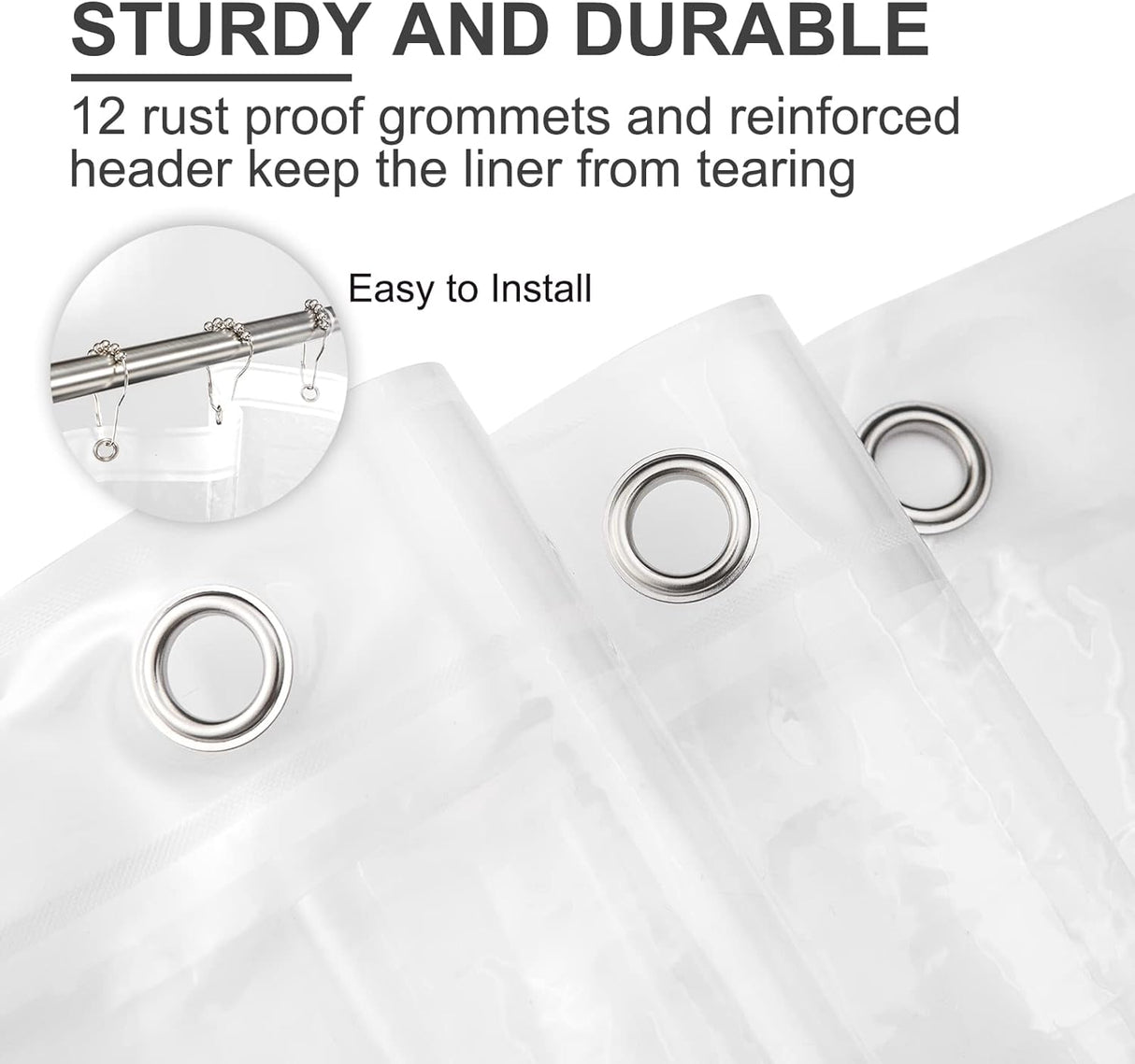 3G Shower Curtain Liner with Rings