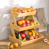 Amazer Wooden Fruit Basket for Kitchen, 3 Tiers Wooden Fruit Bowl for Fruit and Vegetable Storage