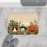 Boho Ghost Halloween Bath Mat – Pumpkins & Vines