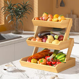 Amazer Wooden Fruit Basket for Kitchen, 3 Tiers Wooden Fruit Bowl for Fruit and Vegetable Storage