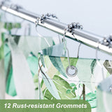 AmazerBath Green Leaves Fabric Shower Curtain Set with 12 Shower Curtain Hooks