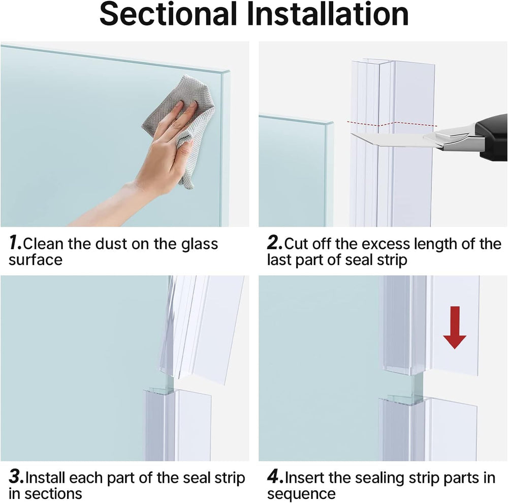 5 Section Shower Door Bottom Seals
