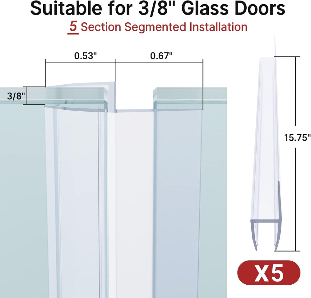 5 Section Shower Door Bottom Seals