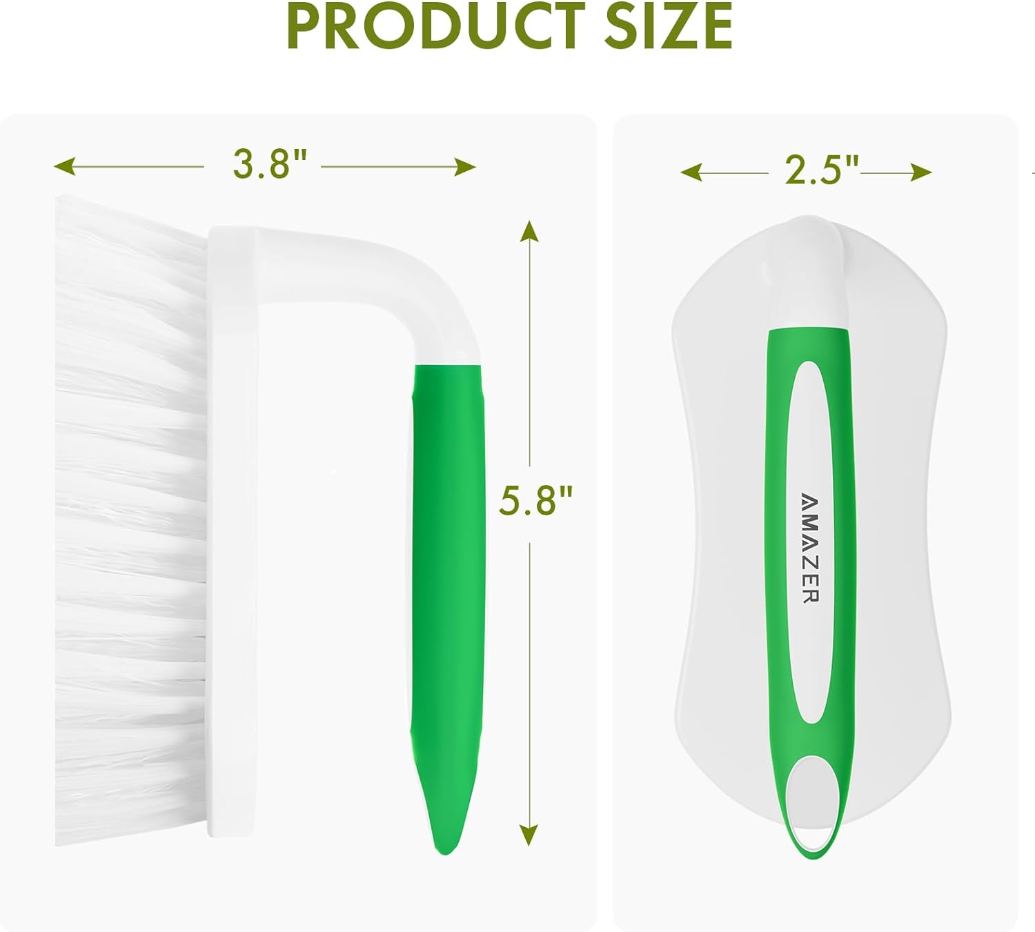 Amazer Stiff Bristles Scrub Brushes with Comfort Grip, Pack of 2