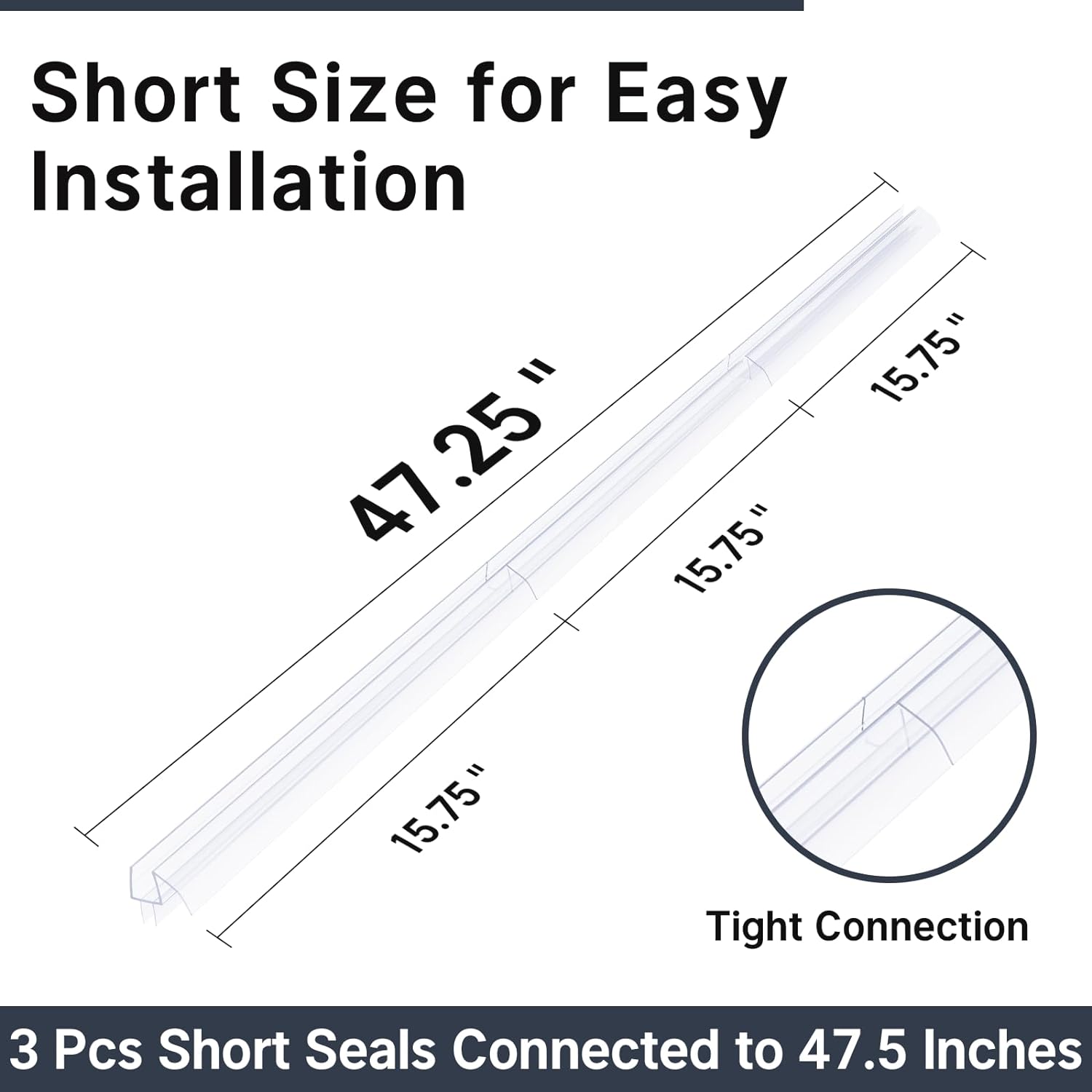 AmazerBath Shower Door Bottom Seals, 3 Section Segmented
