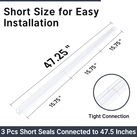 AmazerBath Shower Door Bottom Seals, 3 Section Segmented