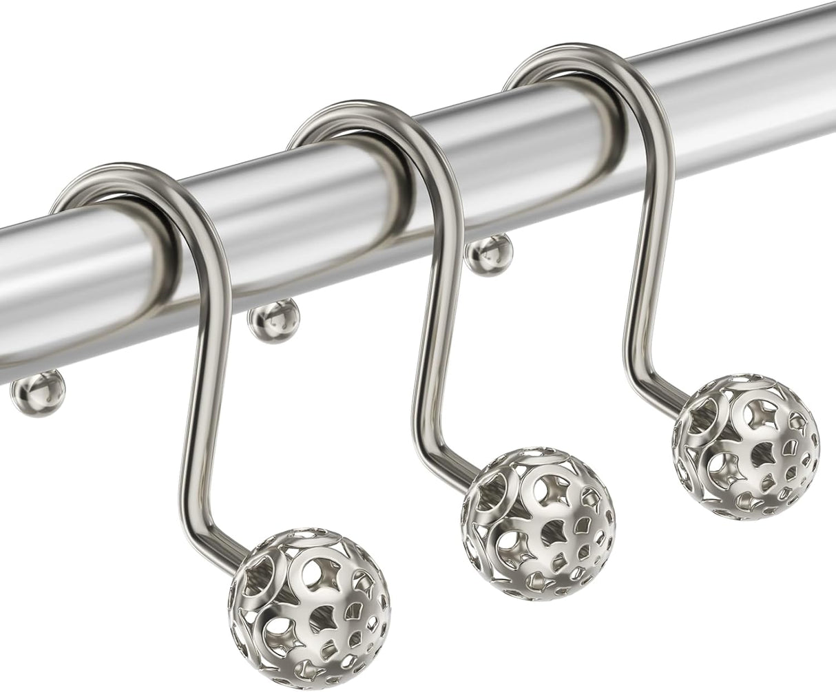 AmazerBath Classic Hollow Design Shower Curtain Hooks, Set of 12