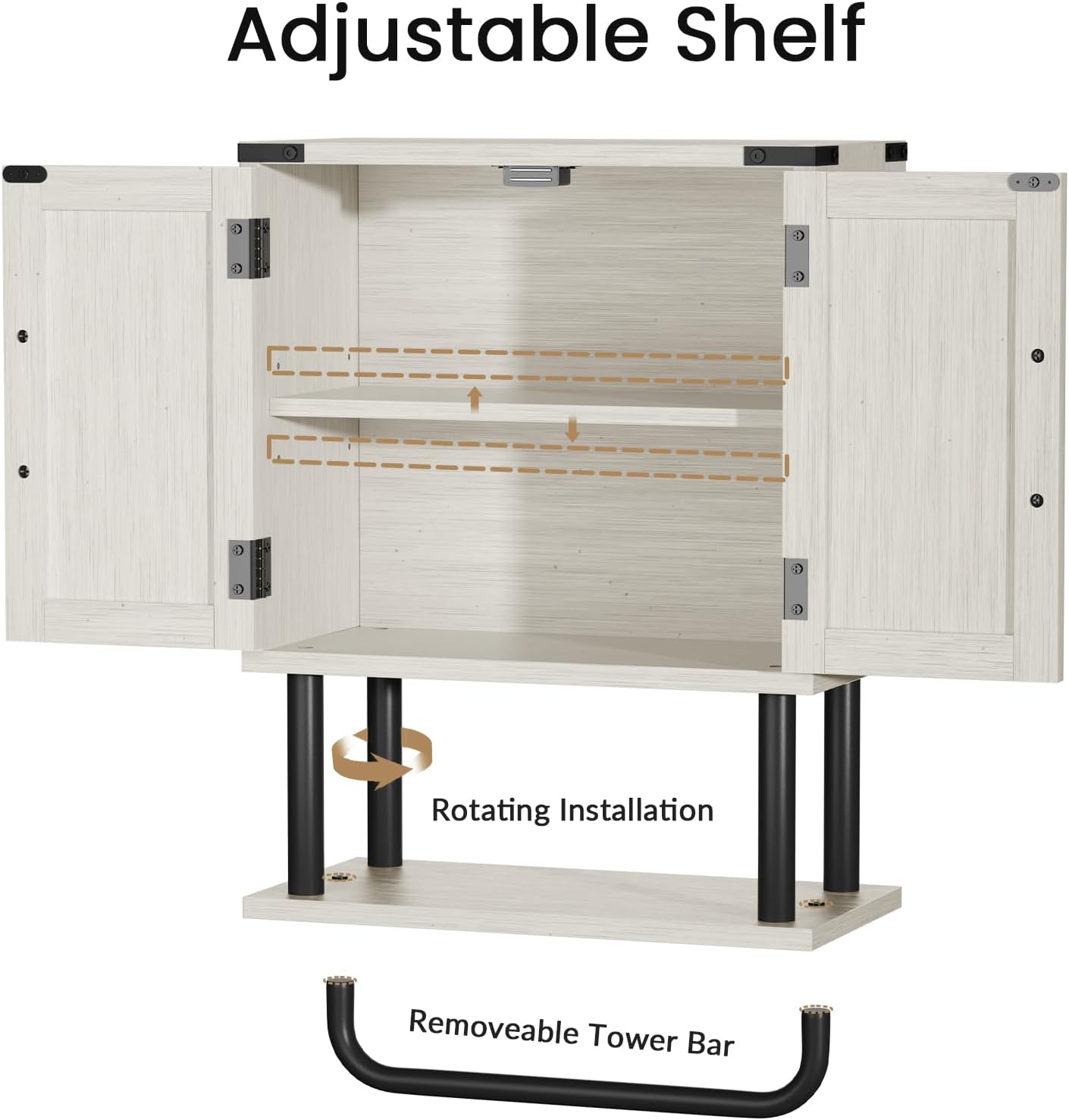 AmazerBath Farmhouse Wall Storage Cabinet with Adjustable Shelf