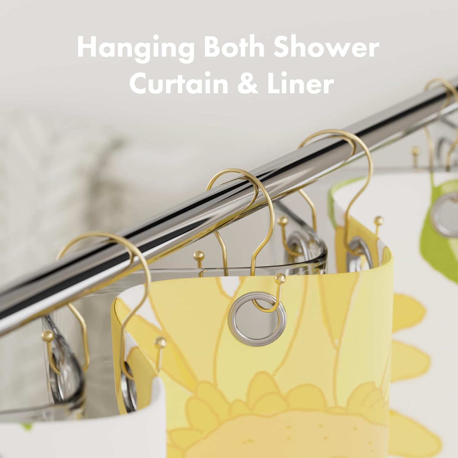 AmazerBath Anti-Drop Double Shower Curtain Hooks, Set of 12