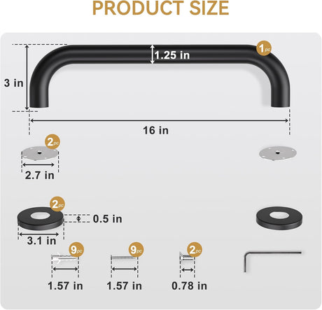 AmazerBath Stainless Steel Shower Grab Bars, Matte Black