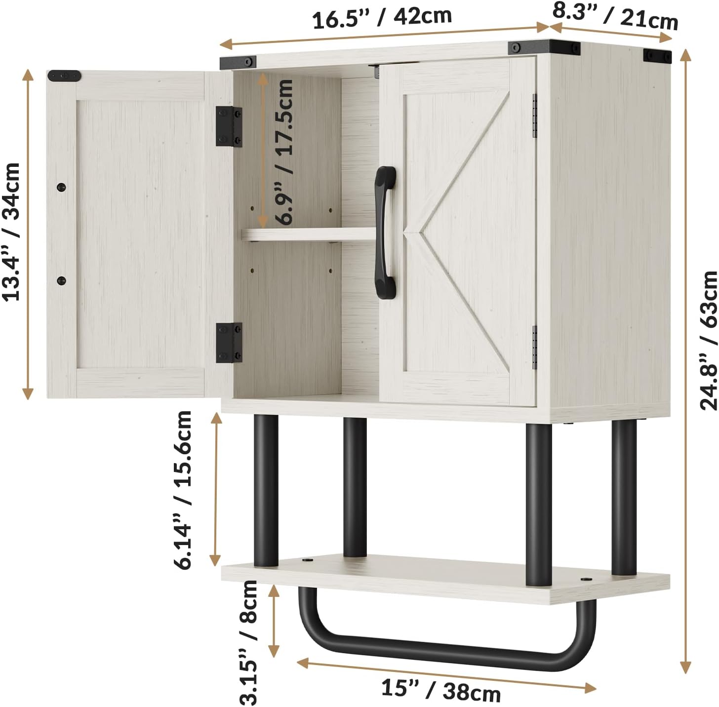 AmazerBath Farmhouse Wall Storage Cabinet with Adjustable Shelf