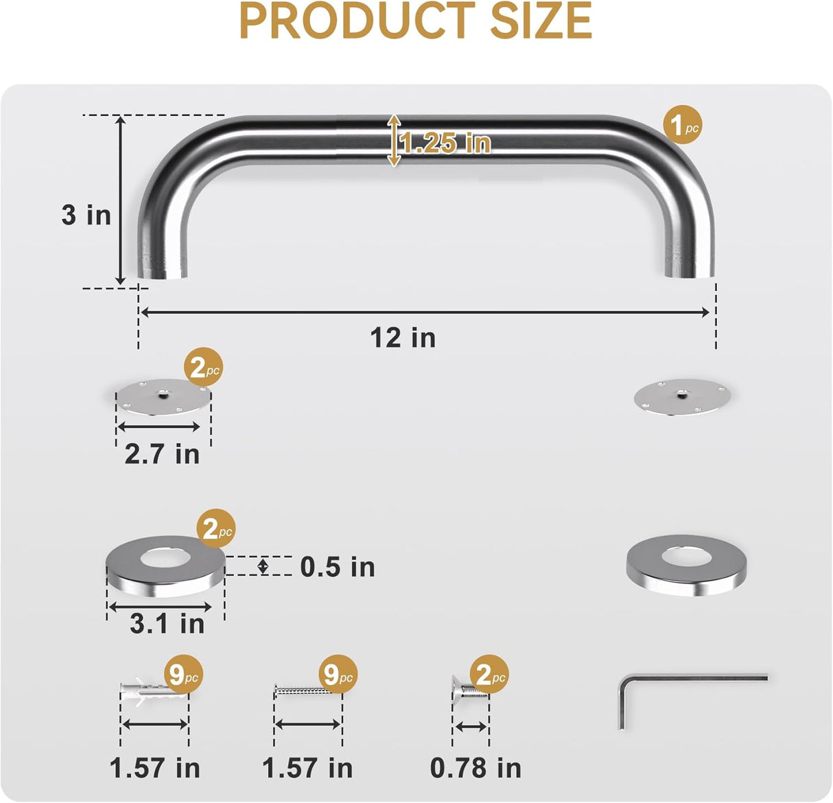 AmazerBath Stainless Steel Shower Grab Bars, Brushed Nickel