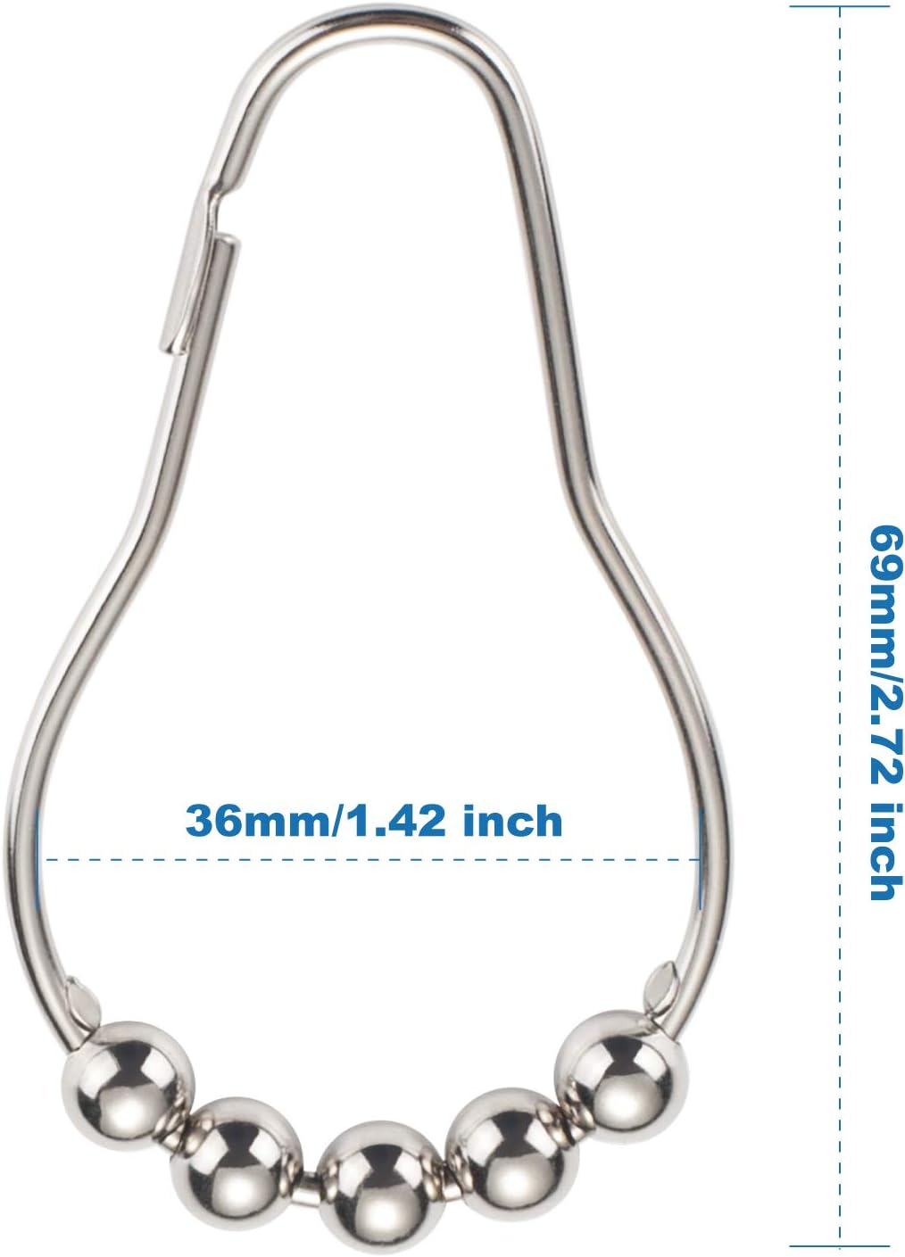 Amazer Stainless Steel Shower Curtain Rings, Set of 12