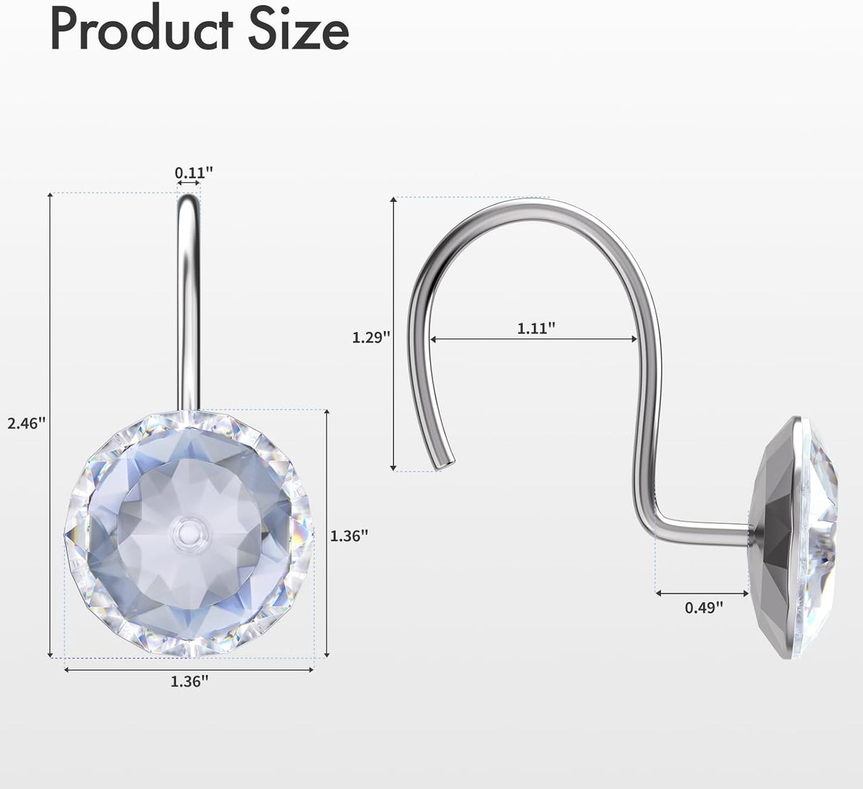 AmazerBath Diamond Shaped Design Shower Curtain Hooks, Set of 12