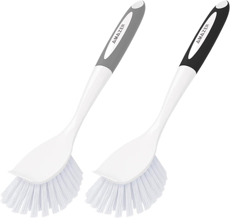 Amazer Kitchen Dish Brushes with Long Handle, Set of 2