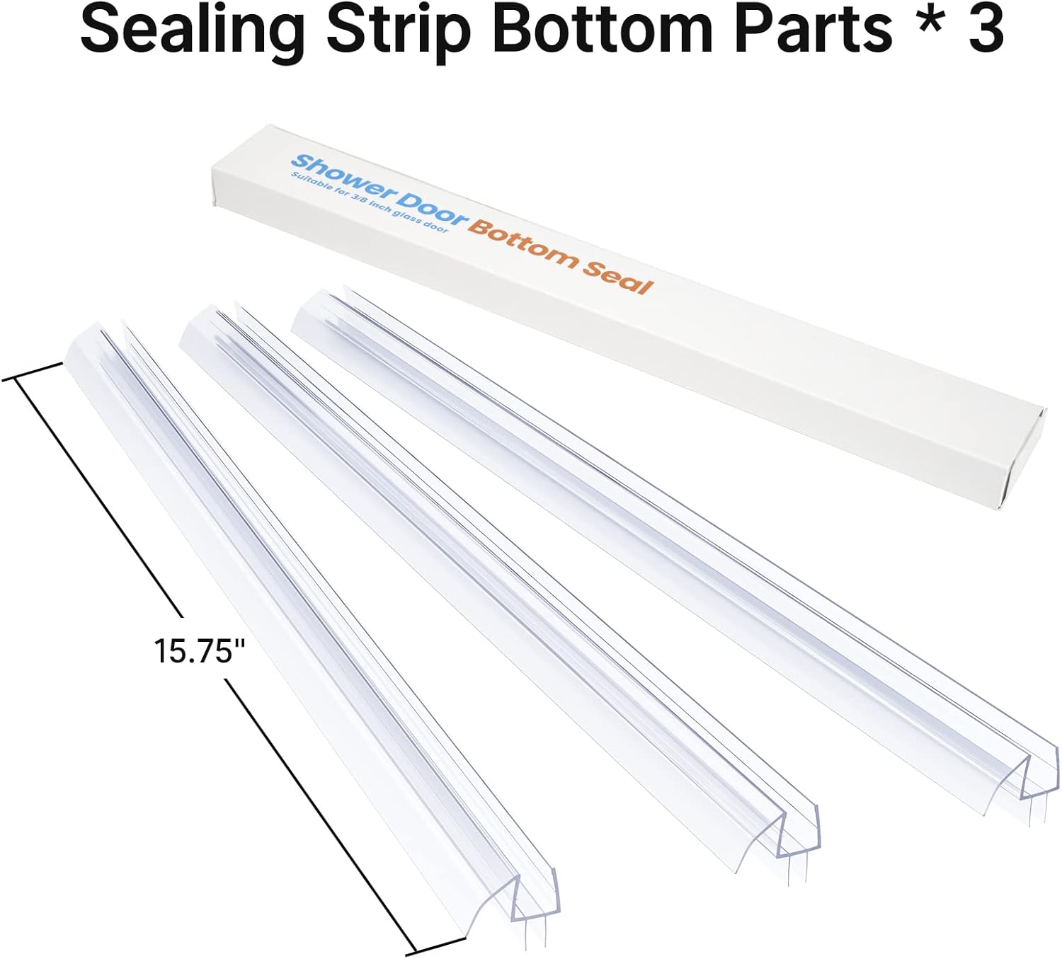 AmazerBath Shower Door Bottom Seals, 3 Section Segmented