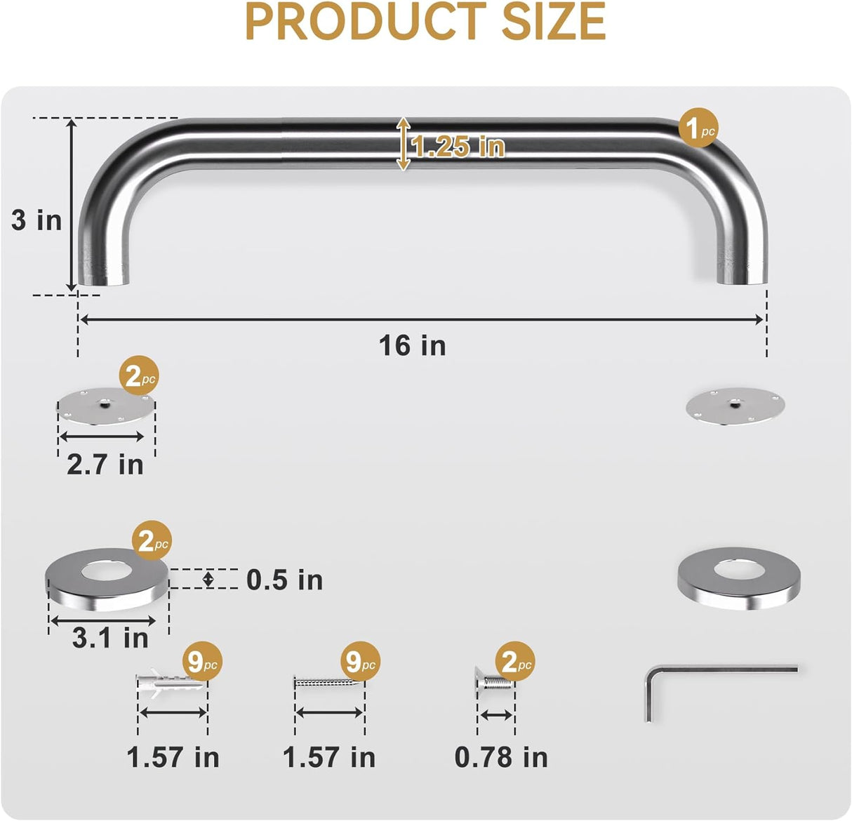 AmazerBath Stainless Steel Shower Grab Bars, Brushed Nickel