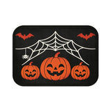 Spiderweb Halloween Bath Mat – Jack-o'-Lanterns & Bats