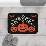 Spiderweb Halloween Bath Mat – Jack-o'-Lanterns & Bats