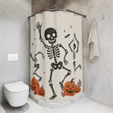 Playful Dancing Skeletons Halloween Shower Curtain