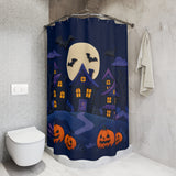 Moonlit Haunted Village Halloween Shower Curtain
