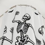 Linocut Dancing Skeletons Halloween Shower Curtain
