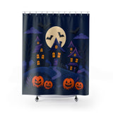 Moonlit Haunted Village Halloween Shower Curtain