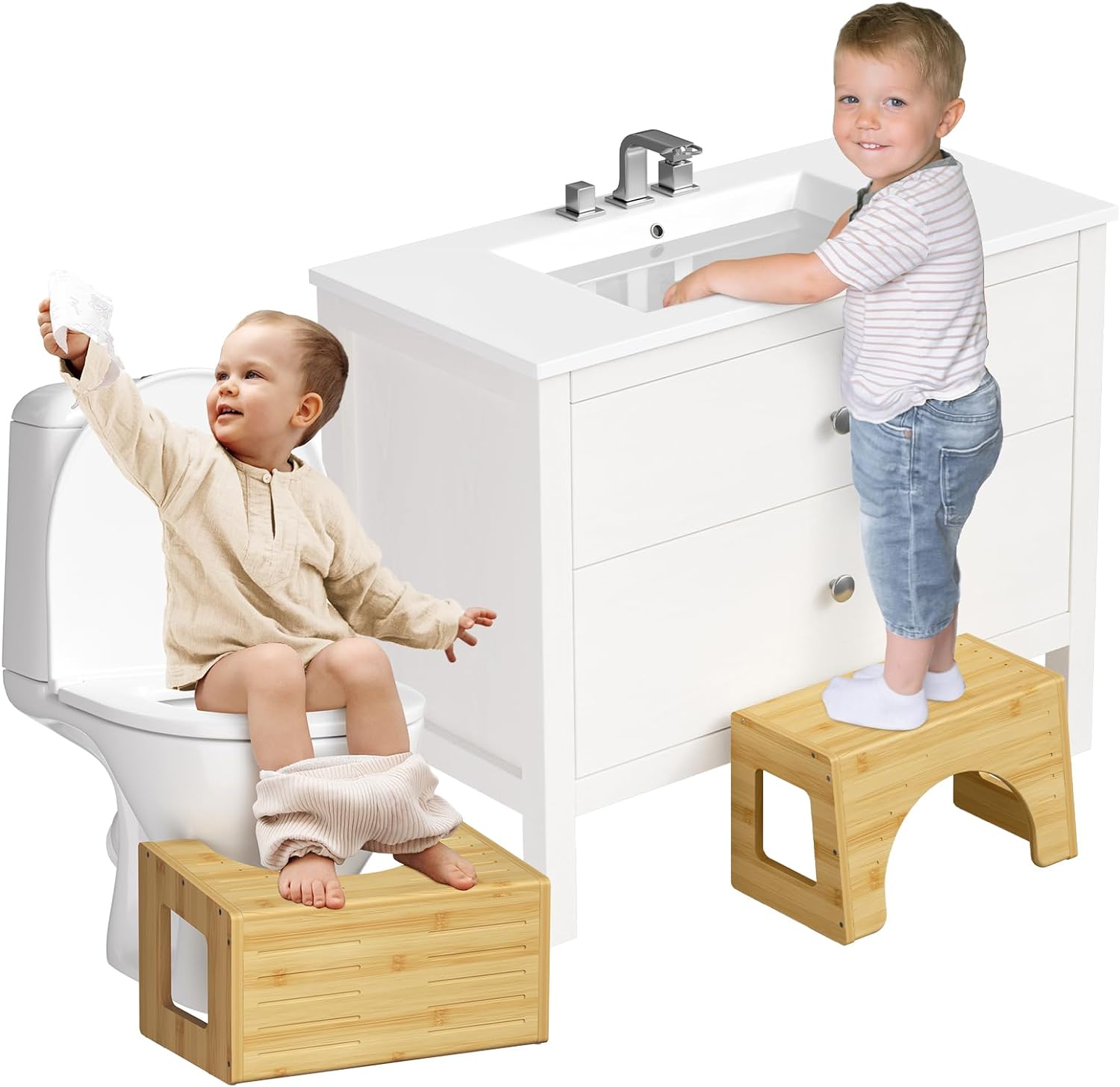 AmazerBath Bamboo 3-in-1 Potty Training Toilet Stool for Toddler