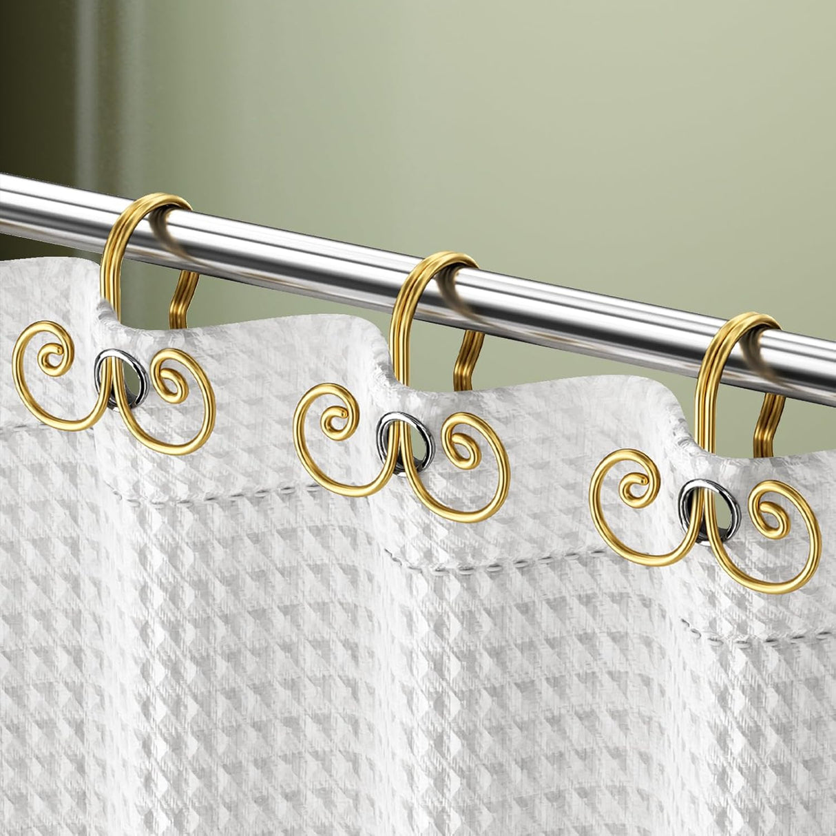 AmazerBath Modern Spiral Design Shower Curtain Hooks, Set of 12