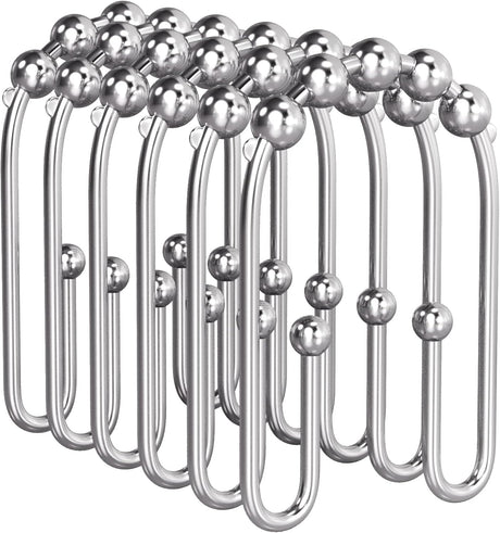 AmazerBath U-Shaped Double Shower Curtain Hooks, Set of 12