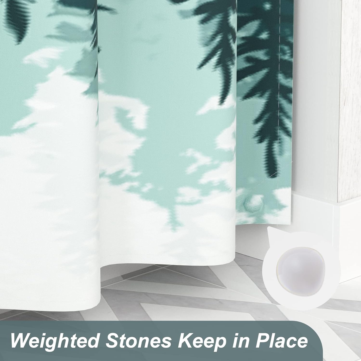 AmazerBath Forest Shower Curtain with 12 Shower Curtain Rings